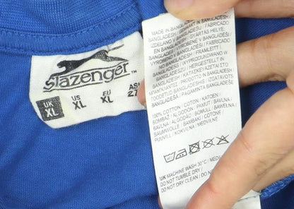 Slazenger Men's Blue V-Neck T-Shirt XL Logo