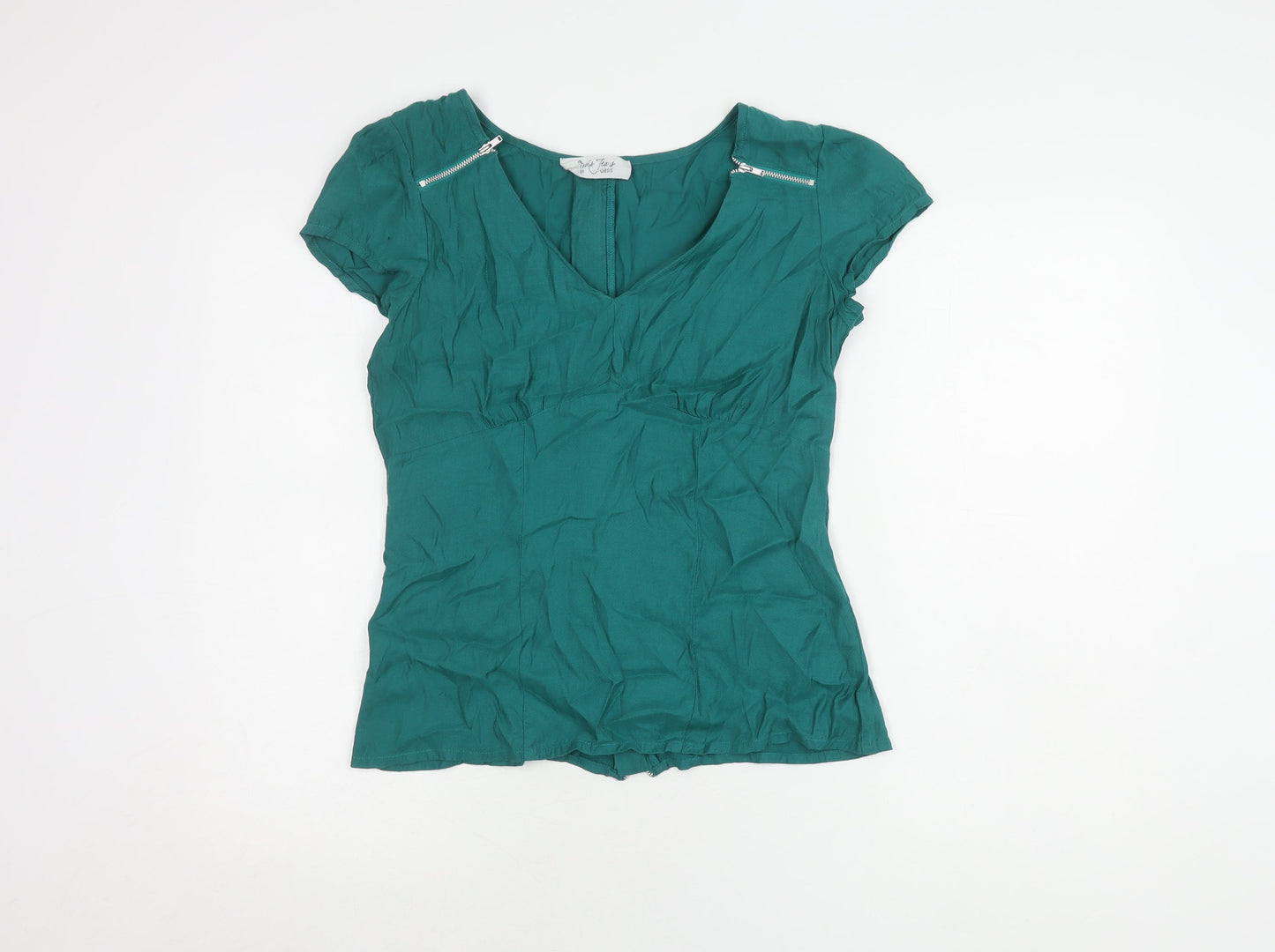 Womens UK Size 10 Oasis Green Basic Blouse