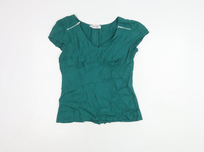 Womens UK Size 10 Oasis Green Basic Blouse