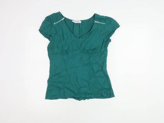Womens UK Size 10 Oasis Green Basic Blouse