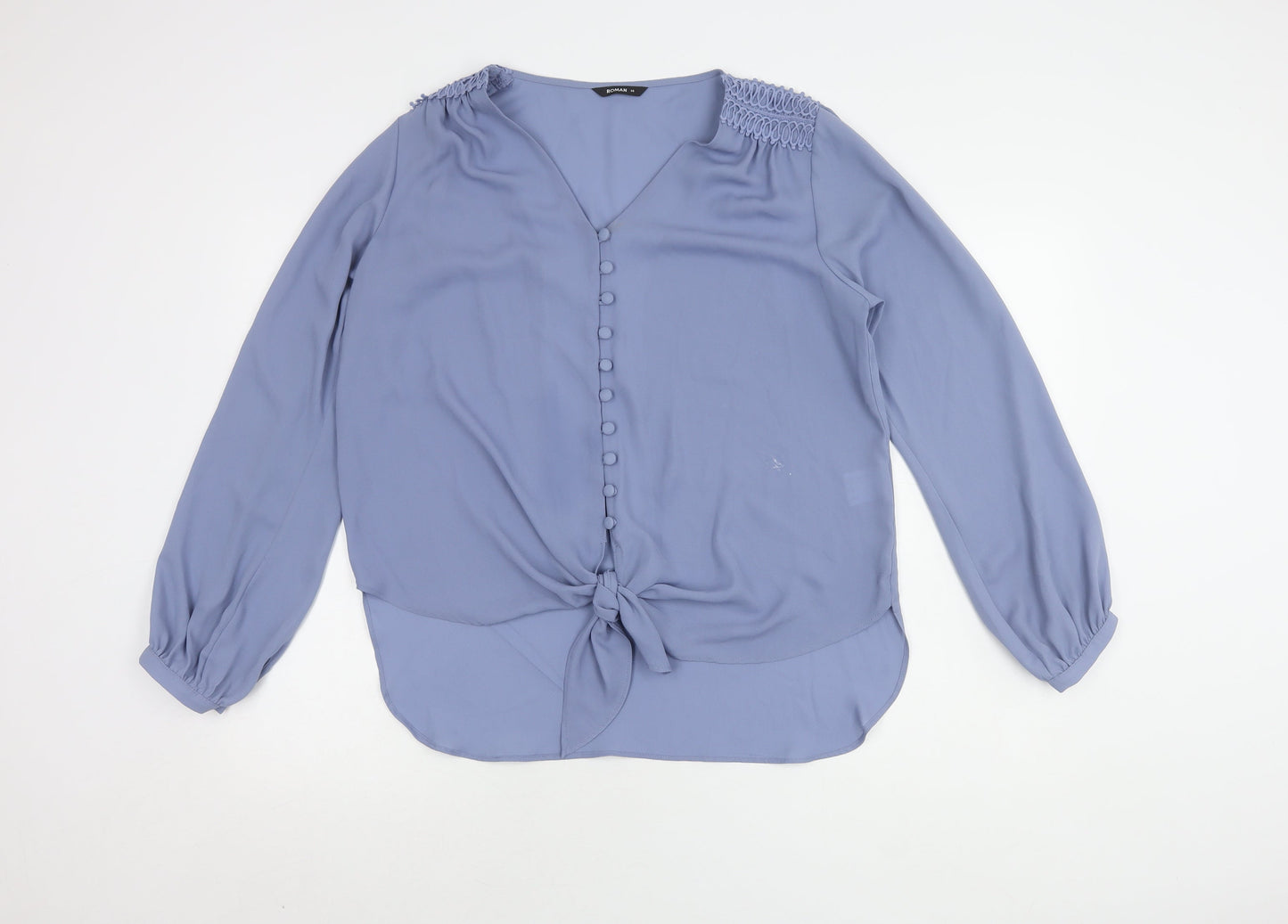 Womens UK Size 14 Roman Blue Basic Blouse