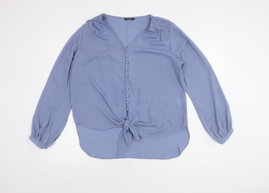 Womens UK Size 14 Roman Blue Basic Blouse