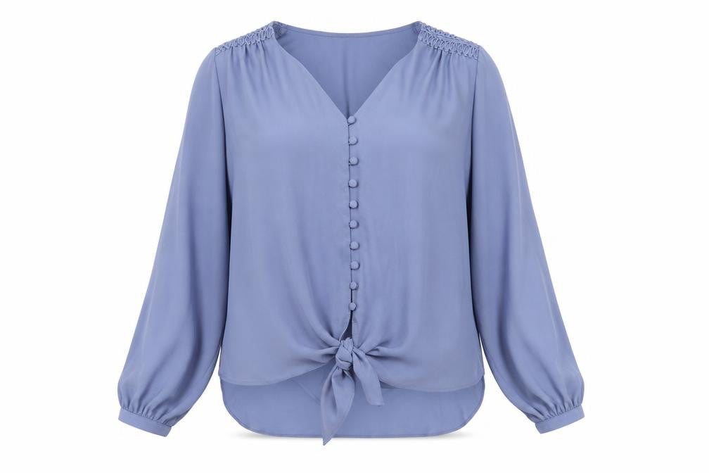 Womens UK Size 14 Roman Blue Basic Blouse