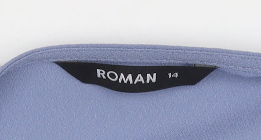 Womens UK Size 14 Roman Blue Basic Blouse