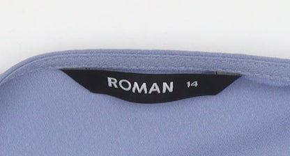 Womens UK Size 14 Roman Blue Basic Blouse