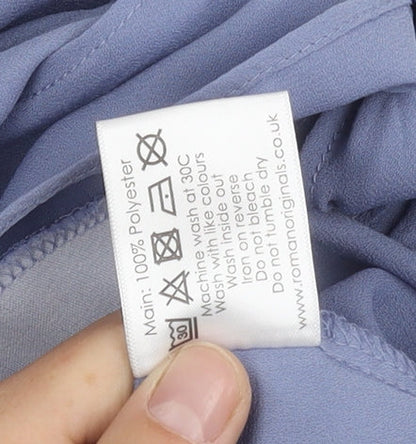 Womens UK Size 14 Roman Blue Basic Blouse