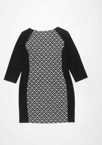 Principles Petite Black Geometric Sheath Dress, Size 12