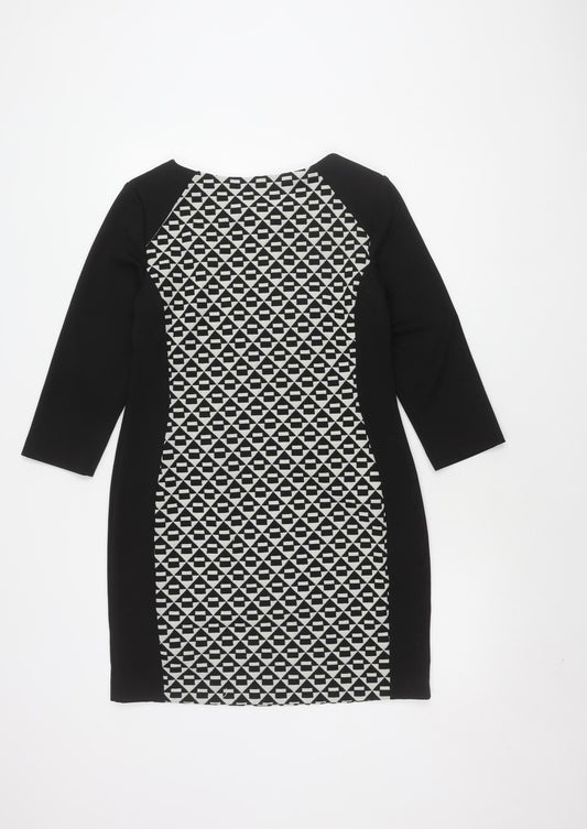 Principles Petite Black Geometric Sheath Dress, Size 12
