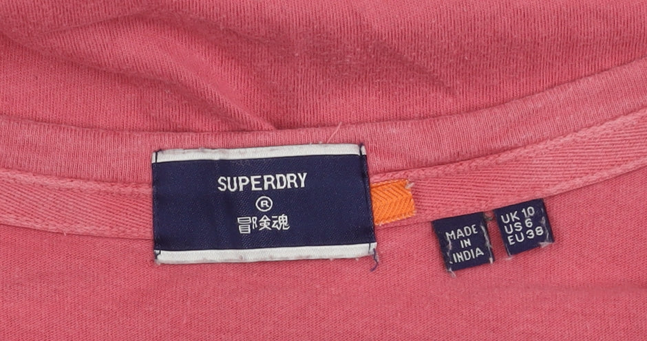 Womens UK Size 10 Superdry Red Basic T-Shirt