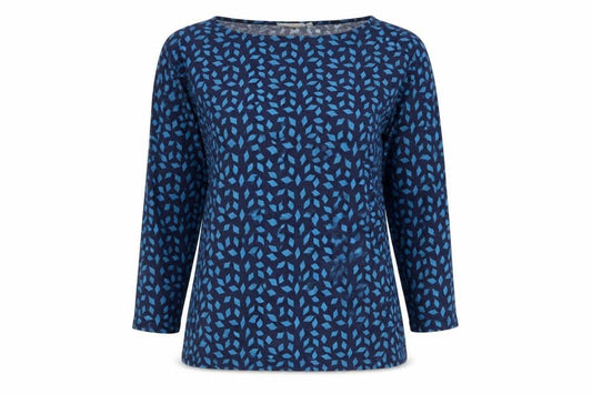 JoJo Maman Bébé Blue Geometric Women's Top, 3/4 Sleeve