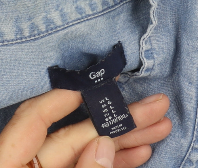 Gap Women's Blue Large Shirt Dress - Chambray Casual