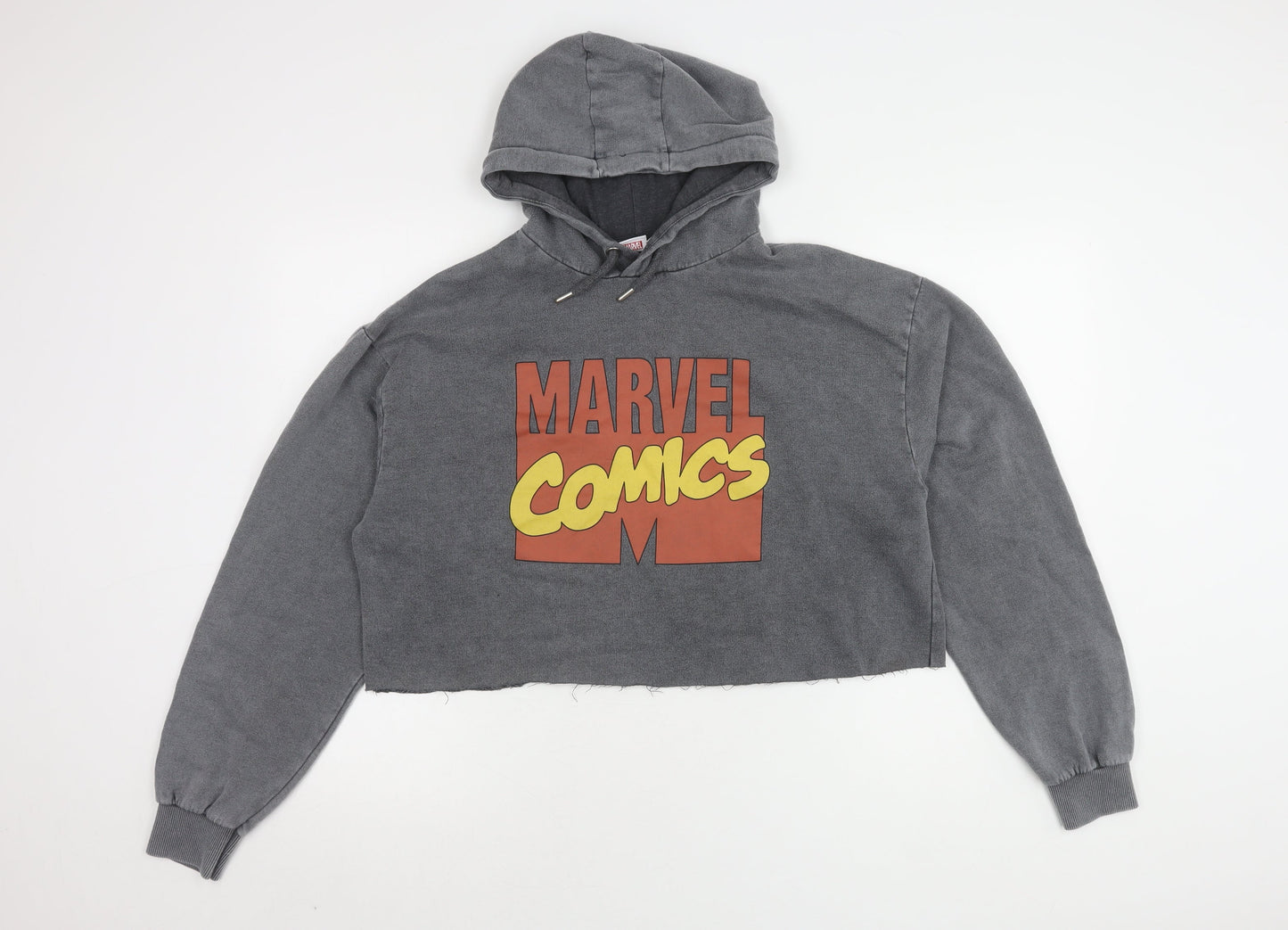 Marvel Unisex Grey Pullover Hoodie, Size M, Cotton Blend