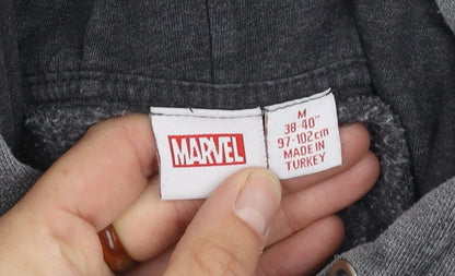 Marvel Unisex Grey Pullover Hoodie, Size M, Cotton Blend