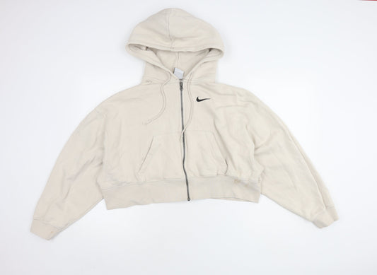 Nike Women's Beige XS Full Zip Hoodie with Logo