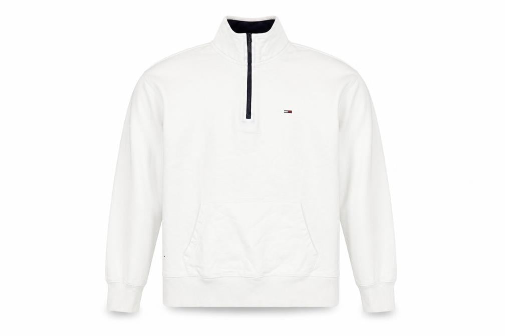 Mens UK Size S Tommy Jeans White 1/2 Zip Sweatshirt