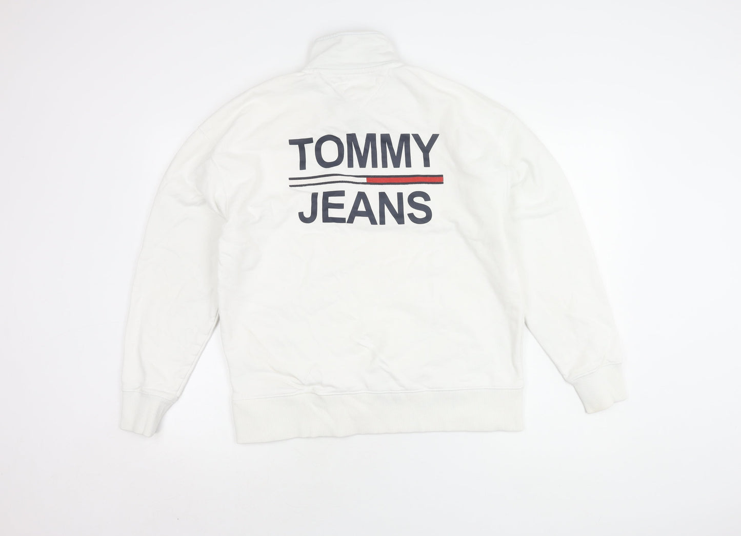 Tommy Jeans Men's White Sweatshirt S 1/2 Zip Logo