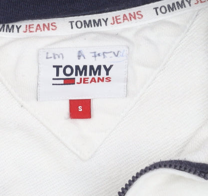 Tommy Jeans Men's White Sweatshirt S 1/2 Zip Logo