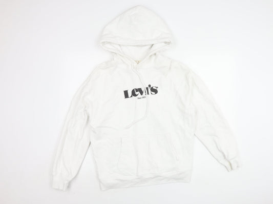 Mens UK Size M Levi's White Pullover Hoodie