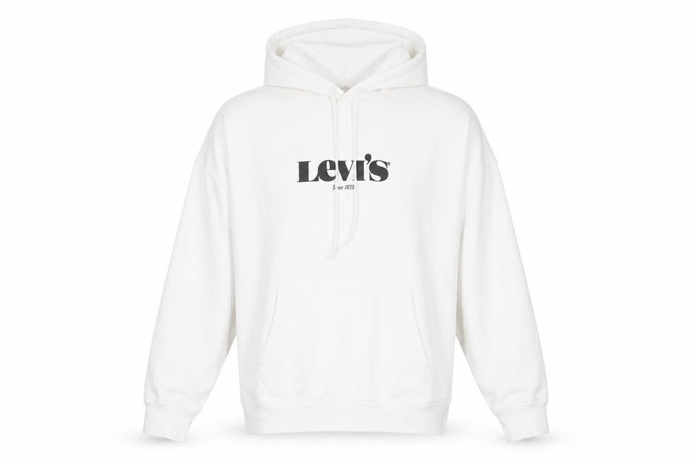Mens UK Size M Levi's White Pullover Hoodie