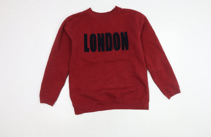 UK Red London Graphic Pullover Jumper, Size S