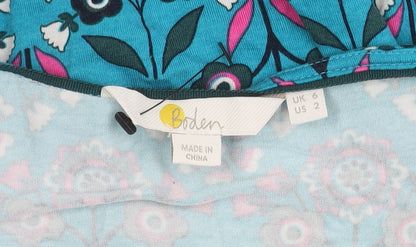 Boden Women's Blue Floral Bell Sleeve Dress, Size 6
