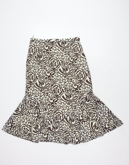Eastex Women's Brown Floral Lined Zip Skirt - Size 12