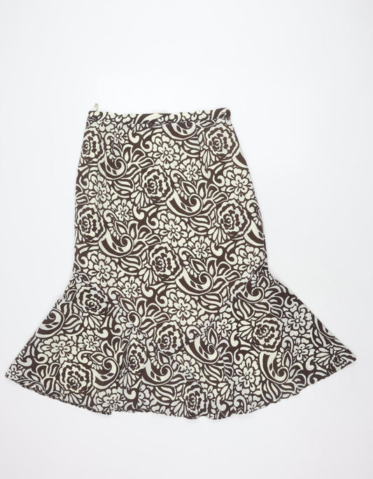 Eastex Women's Brown Floral Lined Zip Skirt - Size 12