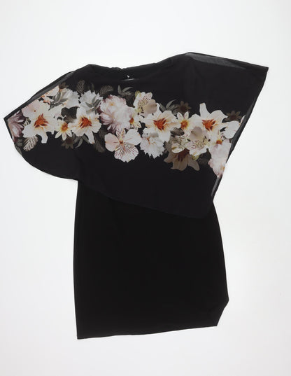 Wallis Petites Women's Black Floral Knee Length Dress