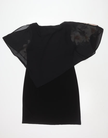 Wallis Petites Women's Black Floral Knee Length Dress