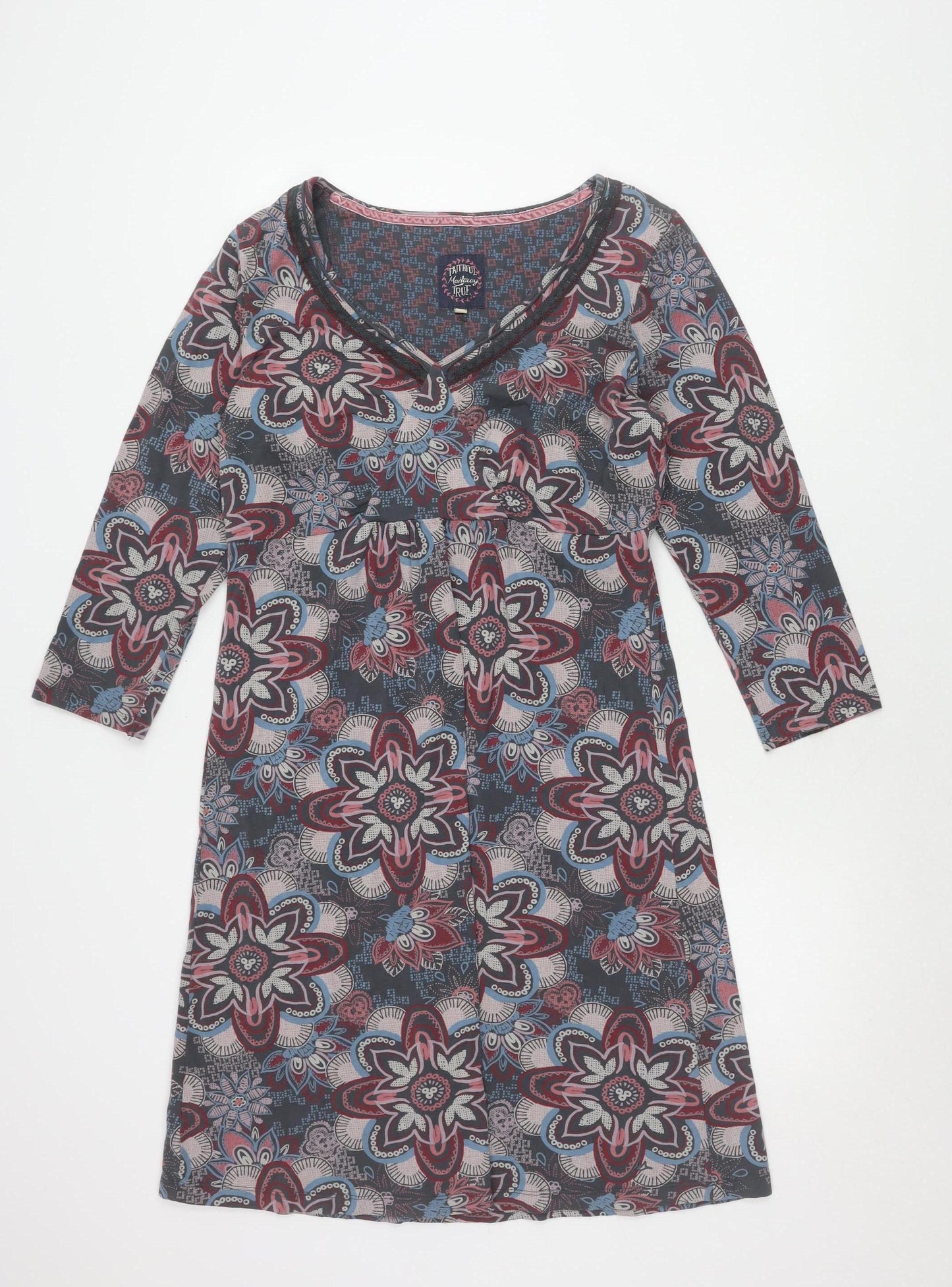 Mantaray Womens Multicoloured 3/4 Sleeve Dress Size 12