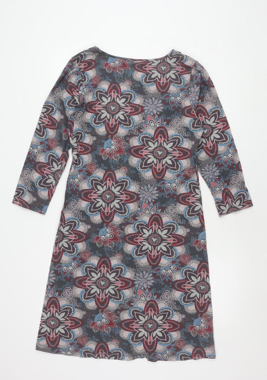 Mantaray Womens Multicoloured 3/4 Sleeve Dress Size 12