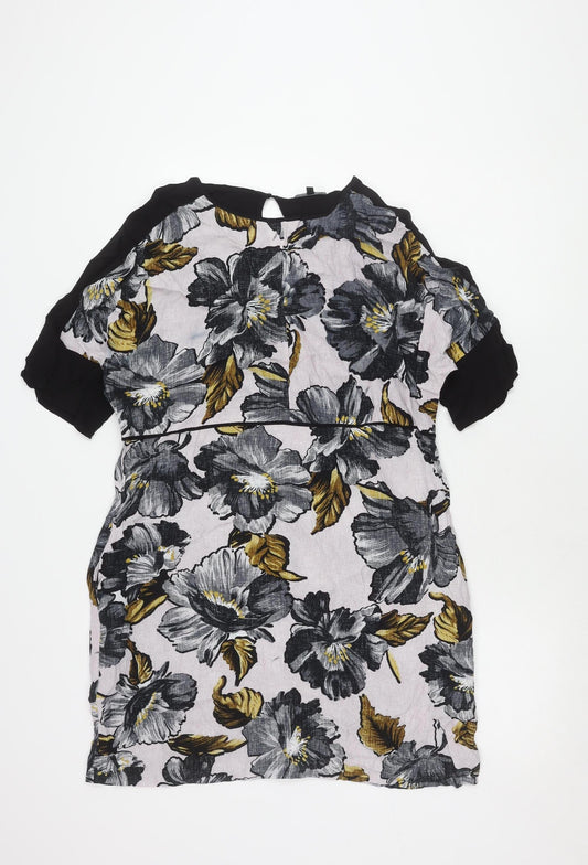 Warehouse Women’s Floral Print Dress, Size 14, Black/Multicoloured