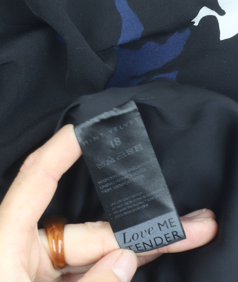 Mint Velvet Women's Black/White Abstract Dress, Size 18