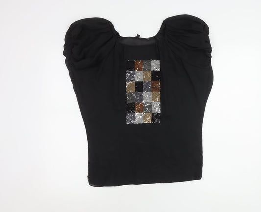 Womens UK Size 10 Ted Baker Black Basic Blouse