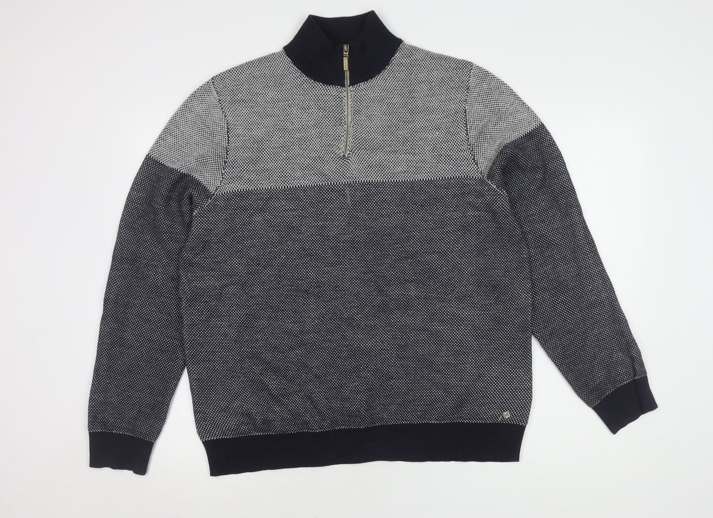 White Stuff Men's Blue Wool Full Zip Jumper, Size L