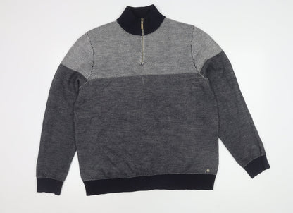 White Stuff Men's Blue Wool Full Zip Jumper, Size L