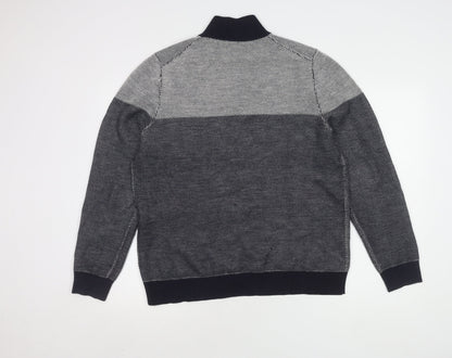 White Stuff Men's Blue Wool Full Zip Jumper, Size L