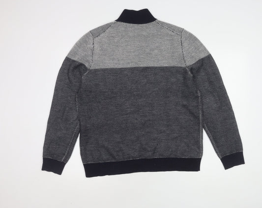 White Stuff Men's Blue Wool Full Zip Jumper, Size L