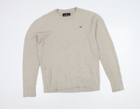 Hollister Men's Beige Pullover Jumper M Crew Neck