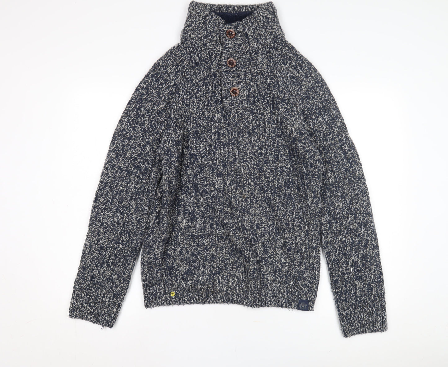 Fat Face Men's Blue Henley Jumper Size S