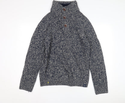 Fat Face Men's Blue Henley Jumper Size S