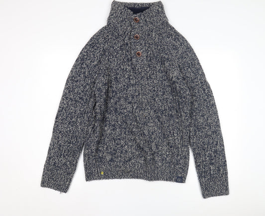 Fat Face Men's Blue Henley Jumper Size S