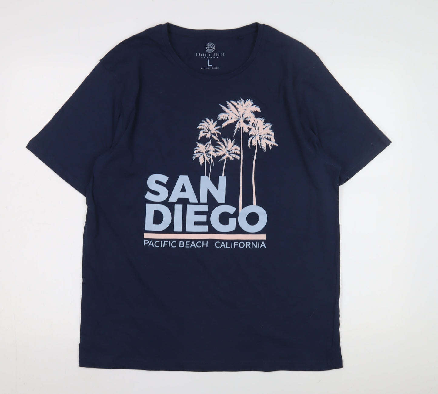 Smith & Jones Men's Blue Beach Graphic T-Shirt Size L