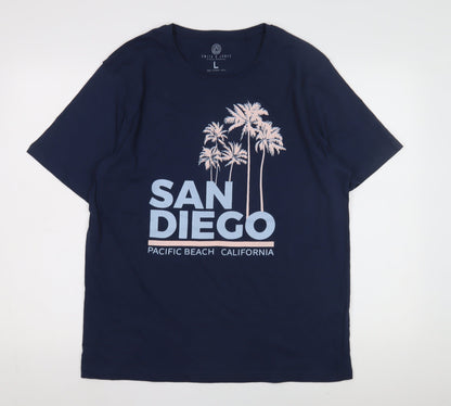 Smith & Jones Men's Blue Beach Graphic T-Shirt Size L