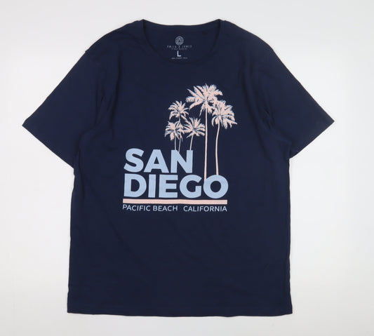 Smith & Jones Men's Blue Beach Graphic T-Shirt Size L