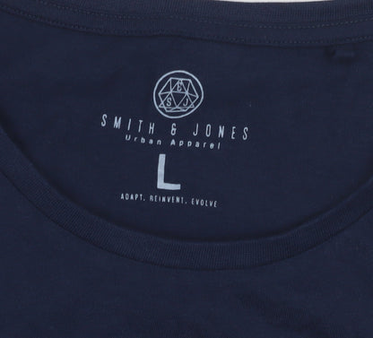 Smith & Jones Men's Blue Beach Graphic T-Shirt Size L