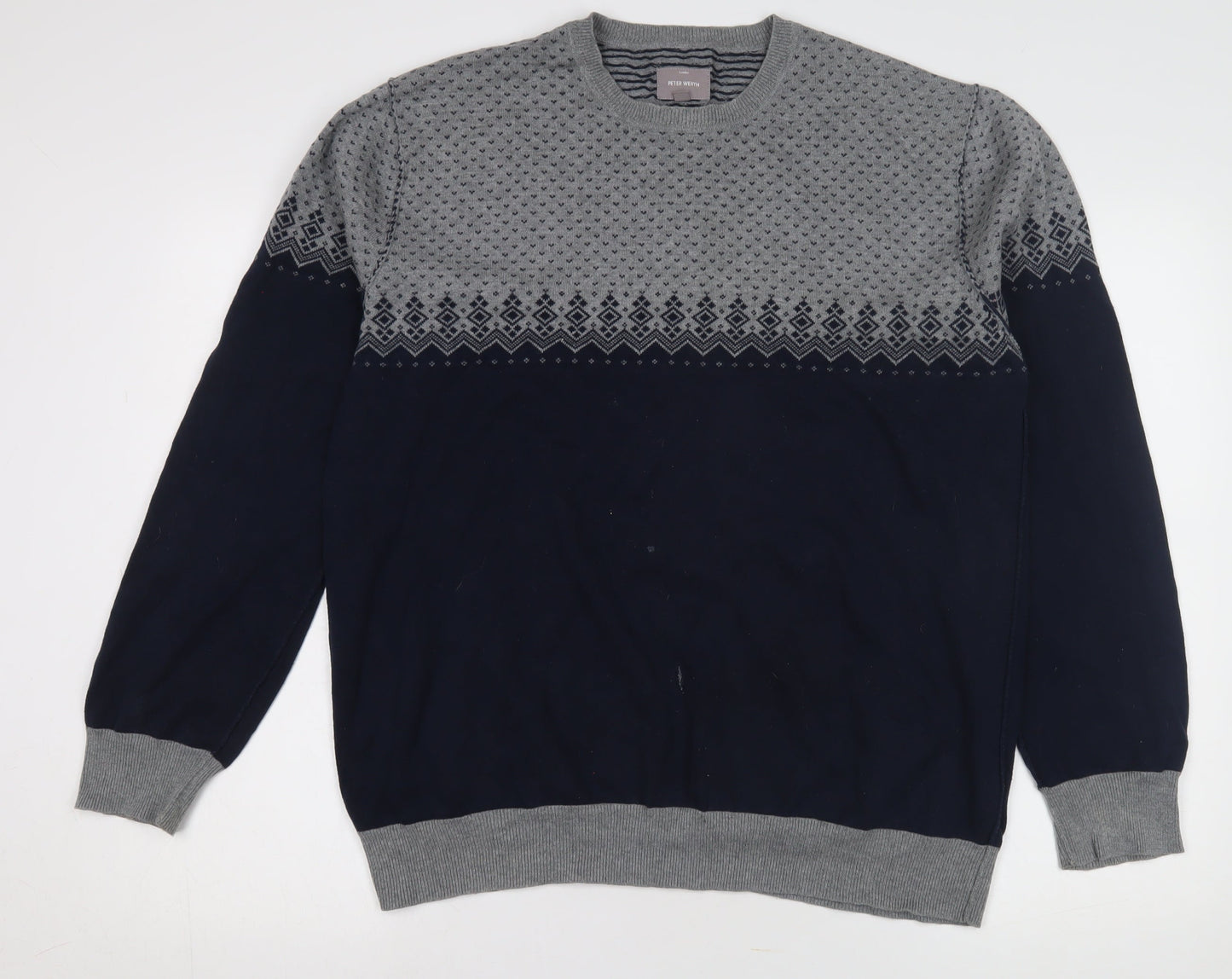 Peter Werth Men's Blue Grey Pullover Jumper 2XL