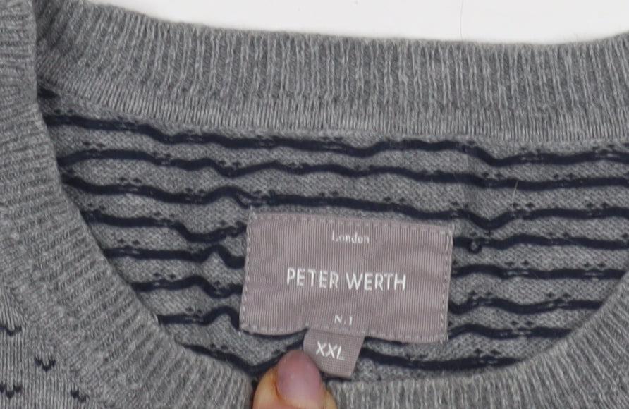 Peter Werth Men's Blue Grey Pullover Jumper 2XL