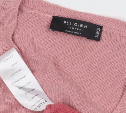 Womens UK Size 8 Religion Pink Pullover Jumper