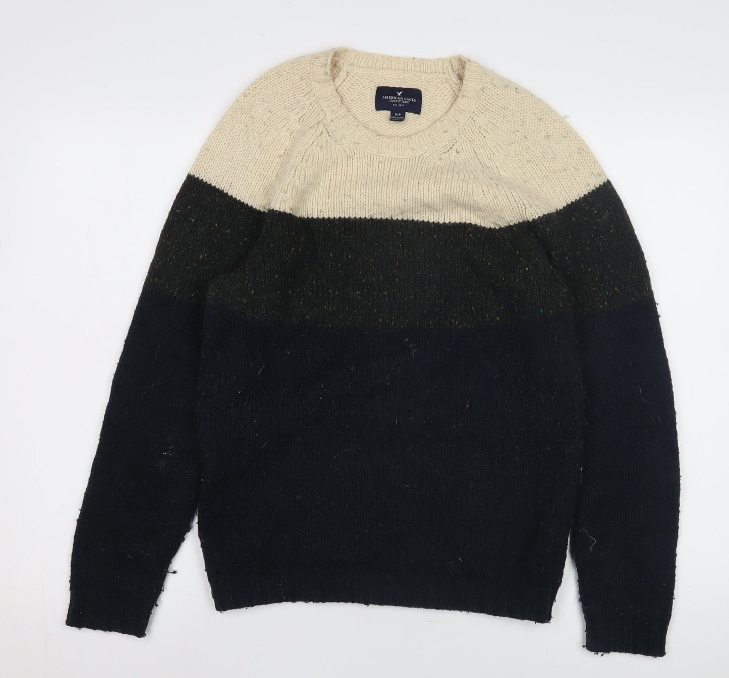 American Eagle Men Beige Pullover S Wool Jumper